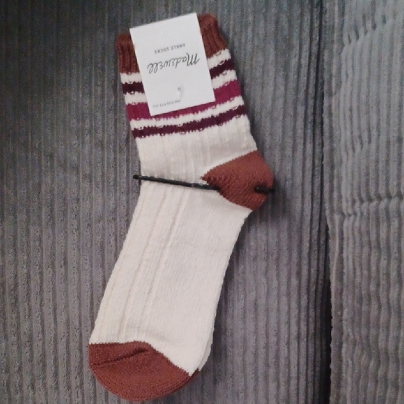 New Madewell Striped Camp Socks Dark Pomegranate - Picture 2 of 5